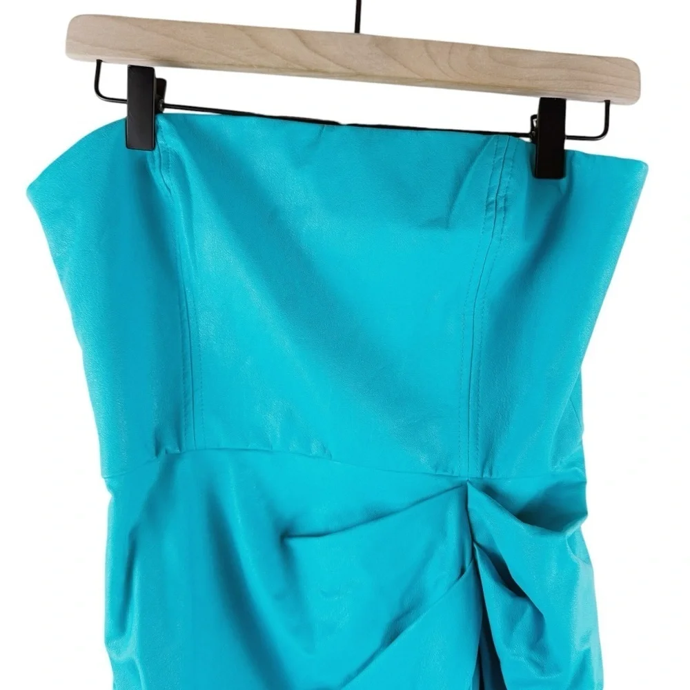 Amanda Uprichard Mohan Faux Leather Mini Dress in Marina Small New - Picture 7 of 9